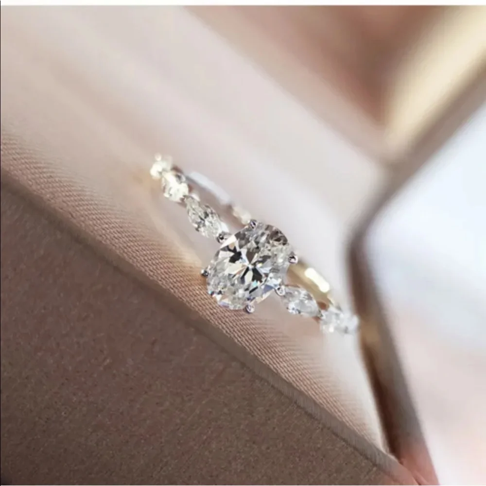 New Shine Women 925 Silver Diamond Wedding Ring - Picture 4 of 5